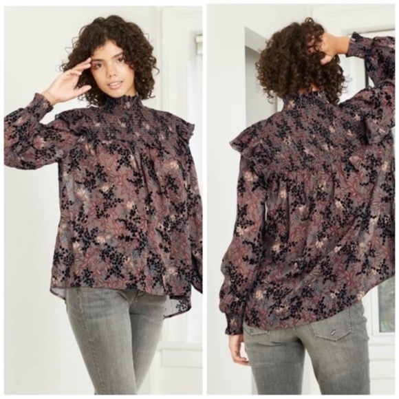 Knox Rose Tops - Knox Rose Smocked Ruffle Flowy Boho Blouse